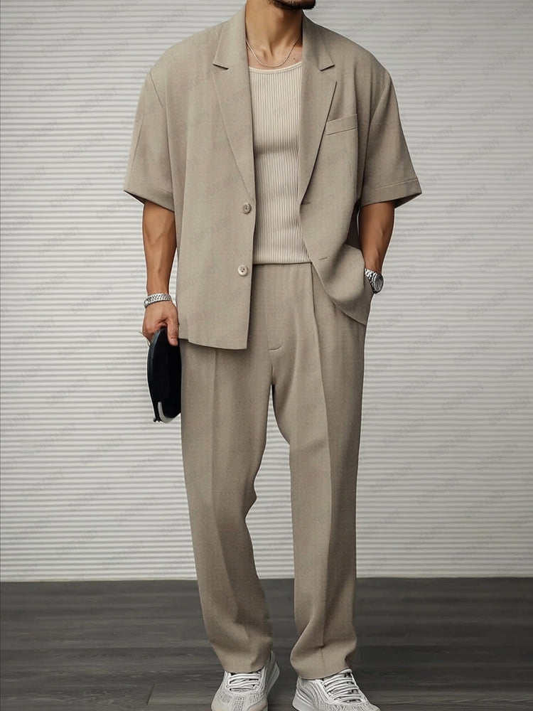 Modern Casual Thin Blazer Pants Set