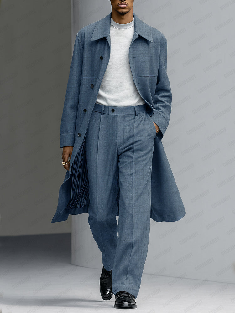Quiet Luxury Style Thin Trench Coat Pants Set