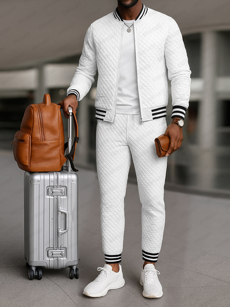 Smart Casual Plaid Textured Matching Set